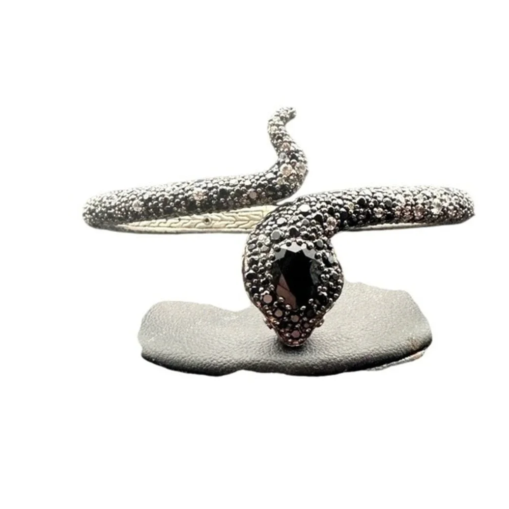 John Hardy Legends Cobra Snake Cuff Black 925 Sterling Silver Cuff Bracelet